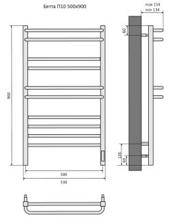 Электрический полотенцесушитель Aquatek Бетта AQ EL KRC1090CH П10 50x90см хром
